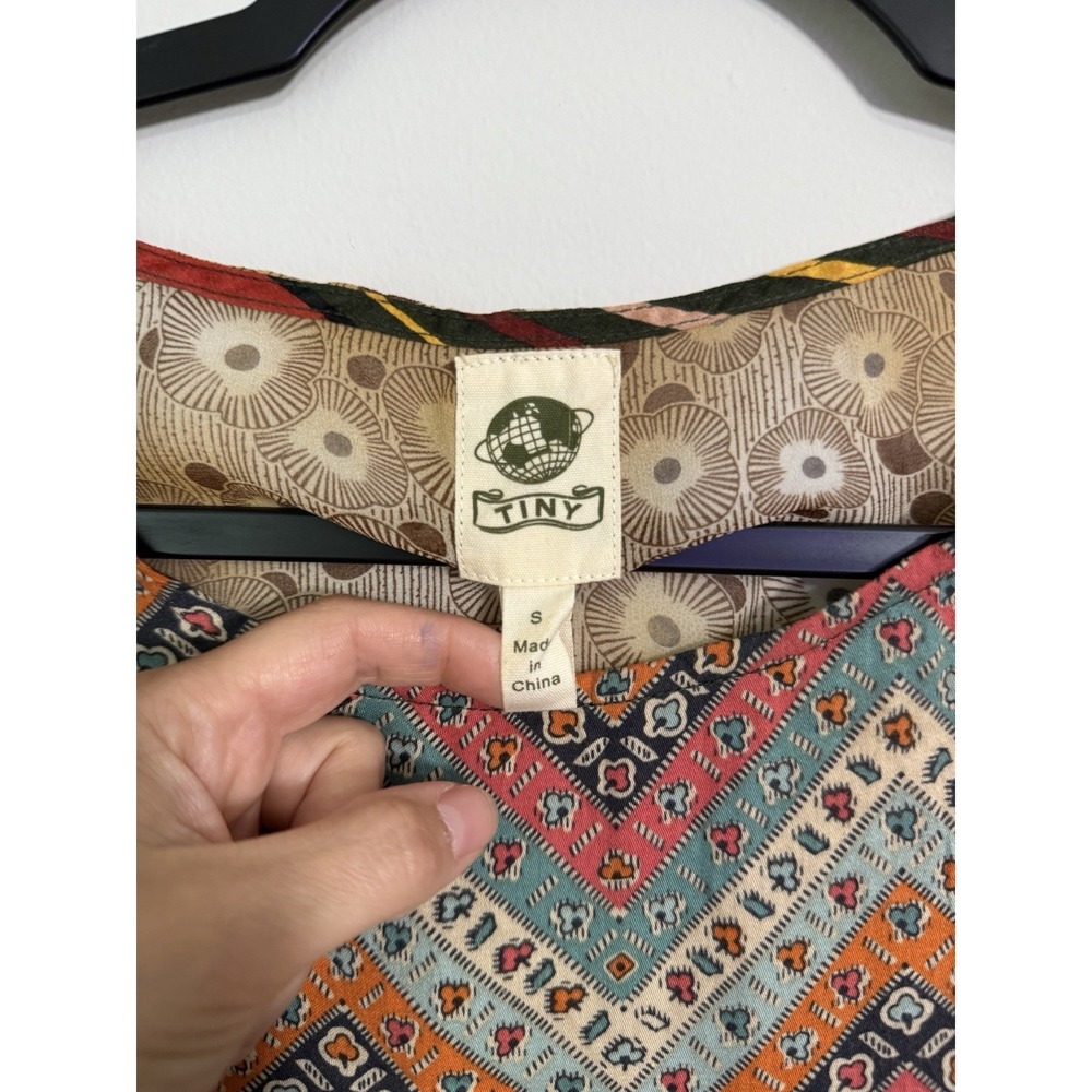 Anthropologie Tiny Patchwork Tunic Dress Sz S Boho Mixed Print Shift Oversized - Picture 5 of 9